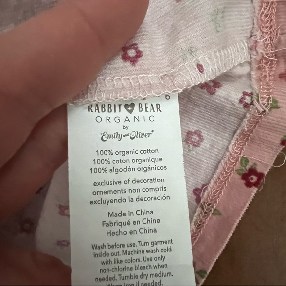 Rabbit Bear Girl Toddler 2T Organic Cotton Dress Floral Dusty Rose Long Sleeve - Picture 4 of 4